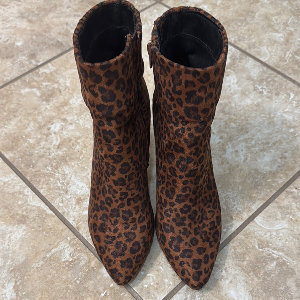 Express Brown Leopard Ankle Booties